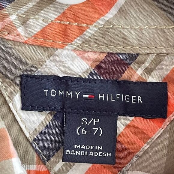 Tommy Hilfiger Boys Plaid Long Sleeve Or Roll Up Button Down Shirt Size S 6/7 - Picture 8 of 11